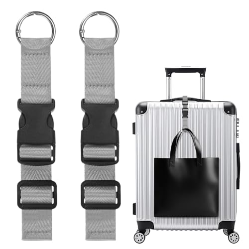 Image of M METERXITY 2-Pack Add A Bag Luggage Strap, Adjustable Suitcase Belt for Connecting Handbag /Backpack /Jacket, Luggage Connector [Dark Gray]