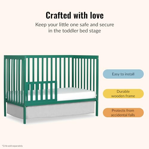 Image of Dream On Me Toddler Guard Rail for Convertible Crib, Solid Wood Bed Rail for Toddler Bed Conversion, Emerald