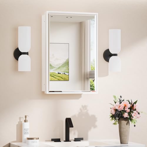 Image of TokeShimi 16 x 24 in Recessed Medicine Cabinet with Mirror, Fully Assembled