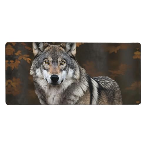 Grand tapis de souris de jeu loup gris sauvage sous-main ordinateur portable 40x90