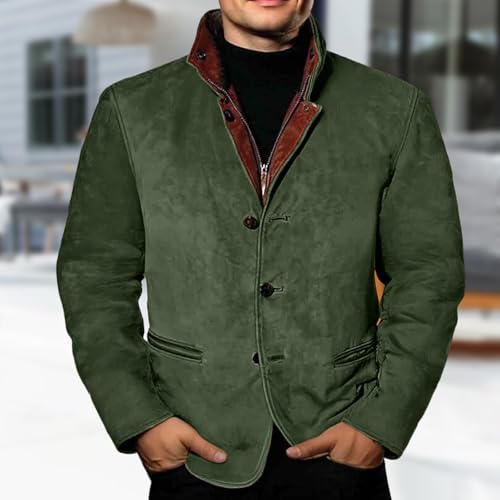 Thatrich Mens Faux Suede Jacket Vintage Blazers with Pockets Distressed Suit Jackets Fall Winter Coat Button Buckskin Outwear2