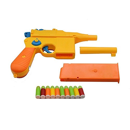 Ferbixo Toy Gun, Mauser c96 Shiny Colorful Pistol with Set of Soft Bullets and Animal Empire Ring Set - Safe for Outdoor Fun Summer Play-Best for ,Cap Gun, Foam Dart Gun