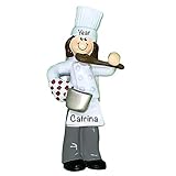 Personalized Girl Chef Ornament 2021 – Chef Christmas Ornament – Polyresin Chef Coat Culinary Ornament – Cooking Ornaments for Christmas Tree – Kitchen Ornaments – Baking Ornament – Chef Figurine