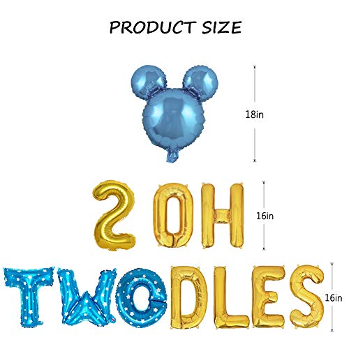 Oh Twodles Birthday Balloons, Blue Oh Twodles Balloon Birthday Banner Mickey Mouse Party Supplies Number 2 Balloon For 2Nd Second Boy Michkey Mouse Birthday Party Decoration 13Pcs Kit Of Geloar (Blue) #TOP1