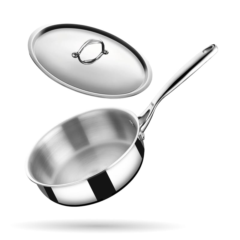 Artisan Triply Stainless Steel SautePan with Lid, Induction pan, Saute Fry Pan, Multipan,Stir Fry pan,1.8 L, 20 cm