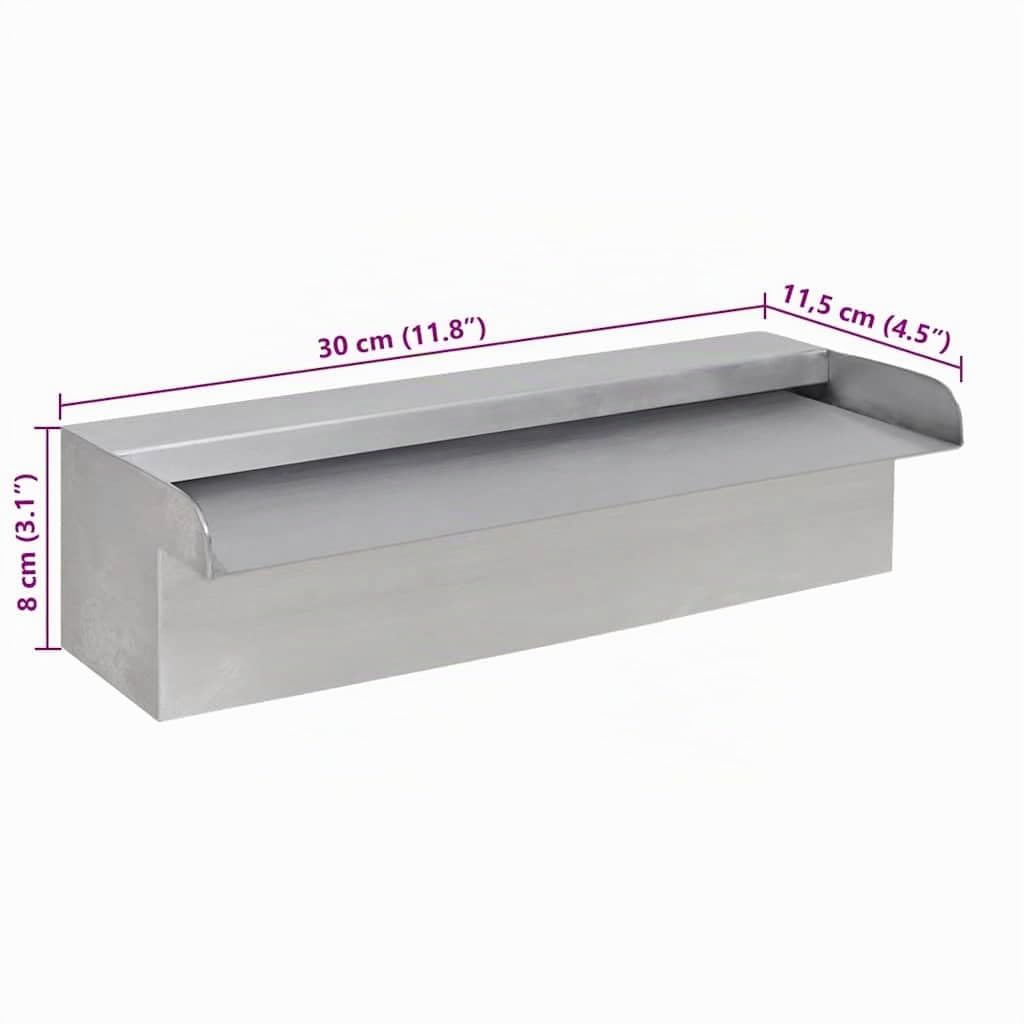 vidaXL Fuente Cascada Rectangular Piscina Acero Inoxidable 30 cm