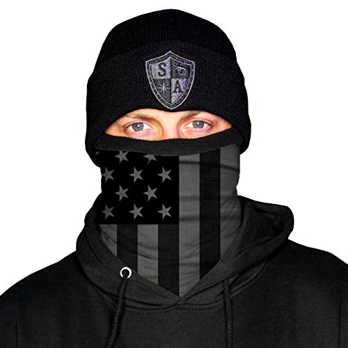 Sa Frost Tech Thermal Fleece Face Shield | Winter Face Mask And Breathable Ski Mask Balaclava (Blackout American Flag) #TOP28
