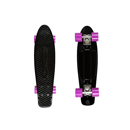 MoBoard 22" Classic Style Graphic Complete Skateboard, Black/Purple