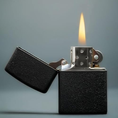 Image of Premium Metal Body Fuel Lighter I Refillable & Reusable Windproof Pocket Lighter I Flip-Top Style Flint Wheel Lighter (Without Fuel) (Crackle)