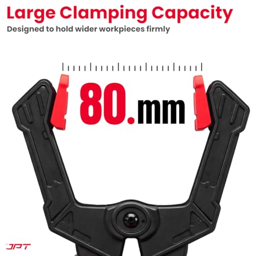 Image of JPT 6-Inch Heavy Duty Spring Clamp | 80mm Clamping Capacity, High-Tension Steel Spring | One-Hand Quick Grip, Non-Slip Pads | Woodworking, Carpentry & DIY Clamp Pack Of 2