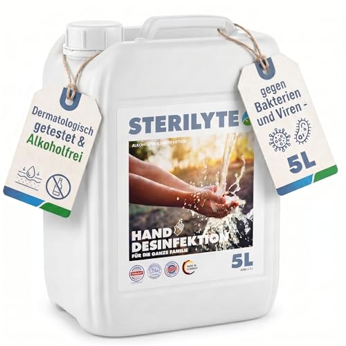 STERILYTE HD Deluxe Händedesinfektion alkoholfrei 5L neutral – Hautschonendes Desinfektionsmittel für Hände im Nachfüllkanister – dermatologisch getestet, BAuA N-120249, EN 1499 & EN 1500 geprüft