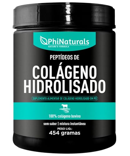 Colágeno Hidrolisado em Pó PhiNaturals - 454 gramas - 45 dias - Pó Sem Sabor - Peptídeos de Colageno