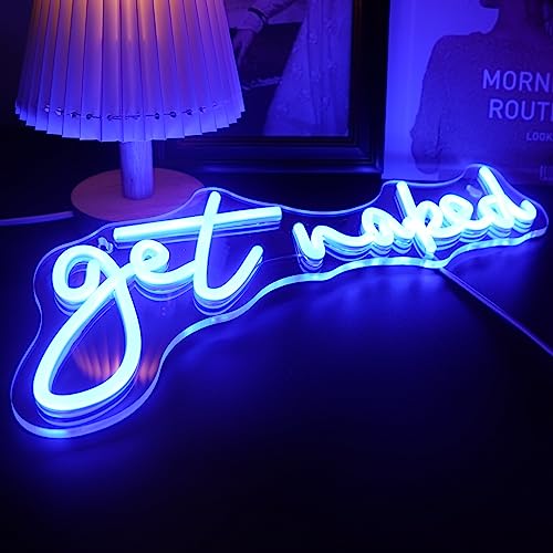 QiaoFei Led "Get Naked" Neon Sign Letters USB Powered Neon Lights for Room Home Bar Art Wall Decor Party Window Living Room Decor Christmas' Gift (Blue) - Image 3