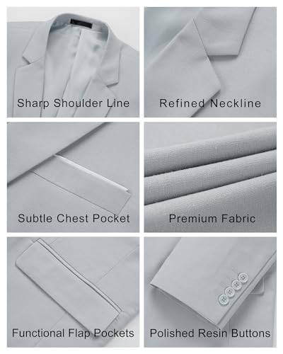 MY'S Men's Casual Two Button Linen Suit Jacket, Slim Fit Business Daily Sport Coat Lightweight Blazer3