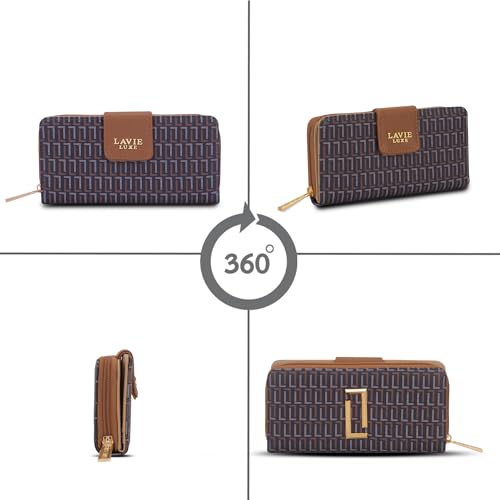 Image of Lavie Luxe Women's Mono Mia25 Bifold Zip Wallet |Gift For Ladies