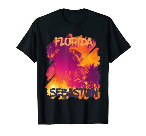Sebastian Beach Palmeras Florida Vacation Ocean Camiseta