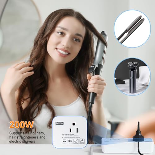 BESTEK 220v to 110v Voltage Converter US to Europe: 2000W Travel Voltage Converter for Hair Dryer & 200W Convert 220V to 110V for Curling Iron, Straightener3