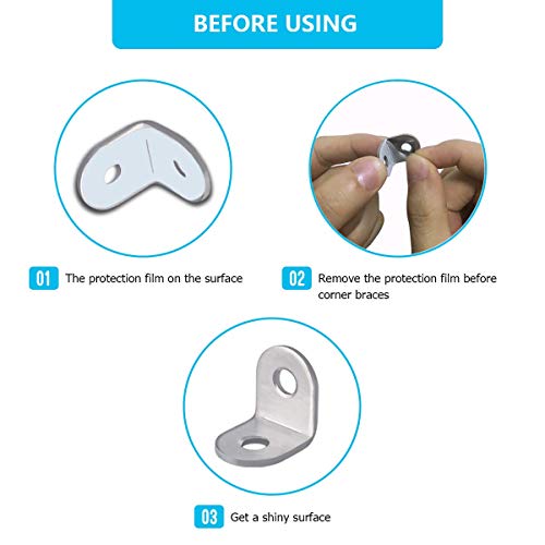 20 Pieces Stainless Stee L Bracket (0.78 x 0.78 inch,20 x 20 mm) Corner Braces Joint Right Angle Bracket Fastener L Shaped Corner Fastener Joints Support Bracket, 40 Pieces Screws Included