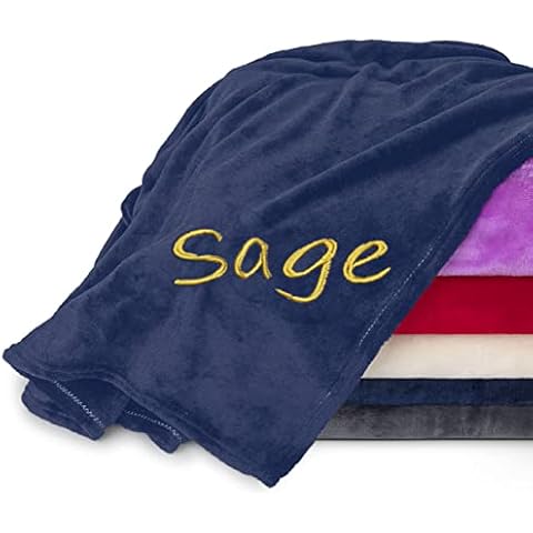 Personalized Blankets for Adults with Embroidered Name - Monogrammed Custom Blanket for Him and Her - Super Soft and Cozy Fleece Blanket - 80x60 Inches Unisex Customized Blanket - Navy Cover