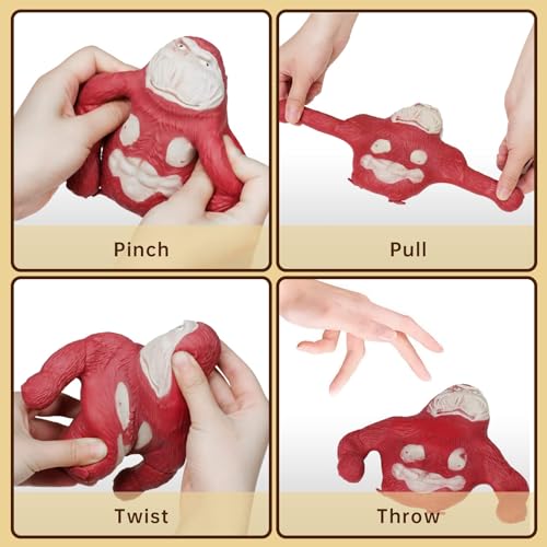 FSFHSJ Funny Red Monkey Toy, Squeeze Gorilla Toy, Stretchy and Squishy Monkey Toy ,Animal Figure Toys for Kids and Adults, Sensory Stress Relief Toy for Children and Adults by FSFHSJ - Image 3