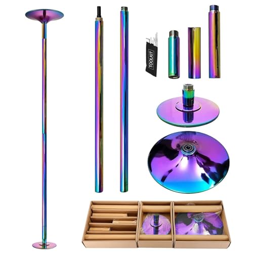 PRIOR FITNESS Premium Dance Pole Removable 45mm Spinning & Static Dancing Pole Heavy-Duty Steel Pole Dancing Pole Adjustable Height Professional Grade Excellent for Home Exercise Club Gym Colorful