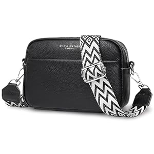 Crossbody Bag for Women, Genuine Leather Women’s Cross body Camera Bags Handbag with Adjustable Wide Strap, Over Shoulder Bag for Ladies Girls Travel Shopping Work Daily Use