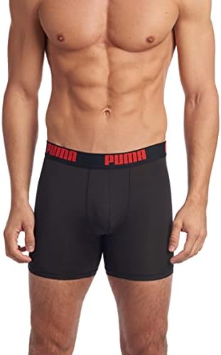 PUMA Men's 3 Pack Boxer Brief, Black, Medium