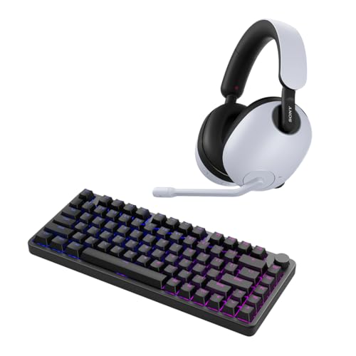 Image of Sony INZONE H9 Wireless Noise Canceling Gaming Headset (White) + Gaming Keyboard