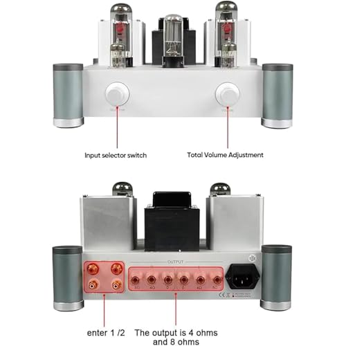 Amplificador de tubo estéreo HiFi, amplificador de audio de un solo extremo, carcasa de aleación de aluminio, potencia de 10 W x 2, ideal para audio doméstico y altavoces al aire libre