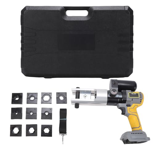 Generic Crimpadora Hidráulica Eléctrica de 90 KN, para Terminales de Cable de Cobre de 240mm² Aluminio de 185mm² Cabezal Giratorio de 360° 10 Matrices Arranque con Una Sola Llave