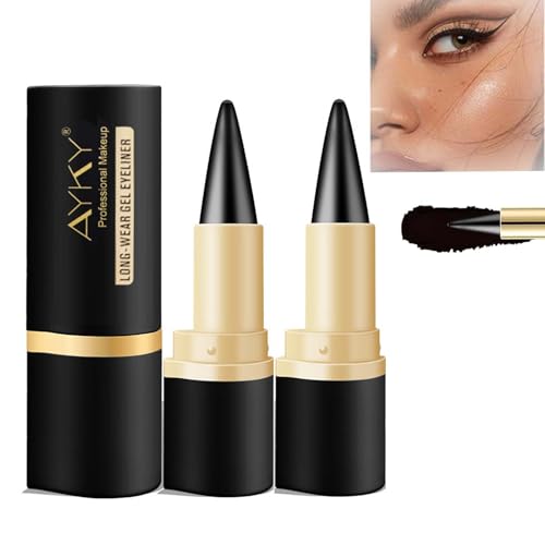 SHUOHONG 2 Piezas Maquillaje Liner, Eyeliner Waterproof, Lápiz Delineador de Gel de Lapiz de Ojos, Delineador de Ojos Waterproof, Eyeliner Negro Resistente Al Agua Gel Delineador de Ojos (Negro)