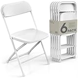 Pureegg 6-Pack White Folding Chairs - Heavy-Duty Plastic & Metal Foldable Chairs, 440 lbs Capacity, Lightweight for Indoor, Outdoor, Parties & Events, 31.5' x 17.3' x 19.3'