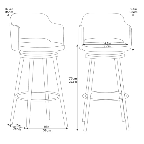 Tabourets de bar pivotants en velours haut de gamme et cadre métal design - 4