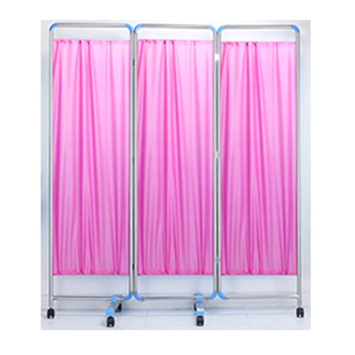 Folding Medical Privacy Screen,6ft High Commercial Medical Privacy Screen,3/4/5/6Panels Room Divider with Wheels for Office Beauty Salon Clinic Hospital (Color : Pink, Size : 3-Panel)
