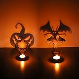 ENUOLI Funny Shadow Stand, Halloween Candle Holder Funny Halloween Decorations Bat Shadow Tea Light Scary Tea Light Candle Stands Decorations