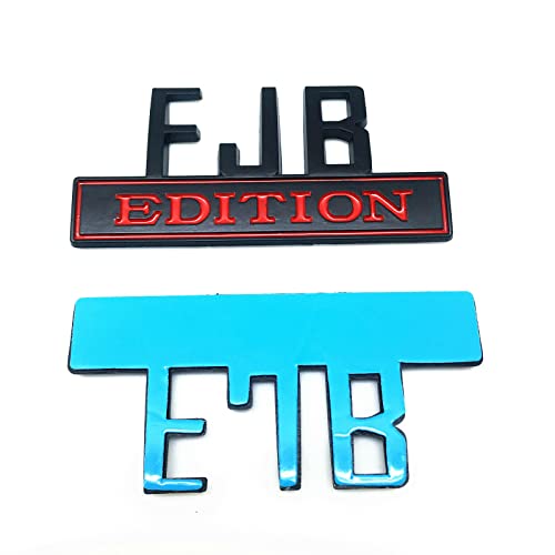 Image of 2PCS FJB Edition Emblem 3D Letters Badge Truck Adhesive Conservative Stickers, Funny Decals Adhesive Letters Fit for Vehicle, Truck, SUV, Door Decoration (Black Red)
