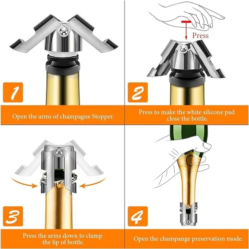 Tampa Para Garrafa Champagne, Feito de Aço Inoxidável, ABS e Silicone. Resistente e Durável Ajuda a