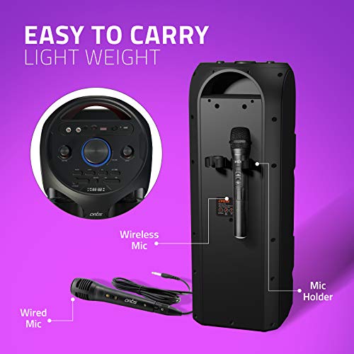 Image of Artis BT700 Wireless Bluetooth Super Bass Portable Party Speaker with RGB Lights, Wireless Mic, Remote Control, FM Radio & Aux in /USB /TF Card Reader Input (50W RMS Output)