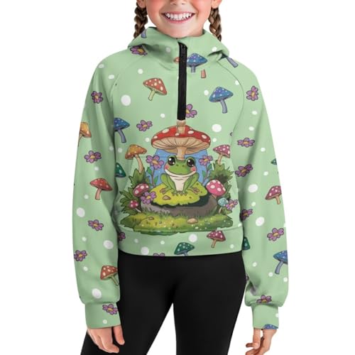 Girls Sweatshirts Half Zip Cropped Hoodies Pullover for Kids Outwear Lightweight Sport Hoodie Sweatshirt Fall Coat