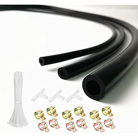 AotoKoop Automotive Silicone Vacuum hose, 1/8" 5/32" 5/16" High Performance Vacuum Tubing Hose Kit, ID 3mm 4mm 8mm Silicone Tubing Vacuum Line Kits, Black Cover