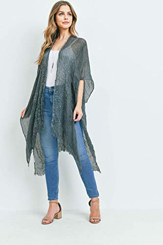Image of RIAH FASHION Bohemian Sequin Glitter Shawl Wrap Poncho - Kimono Cardigan, Sparkly Metallic Mesh Scarf, Open Knit Crochet