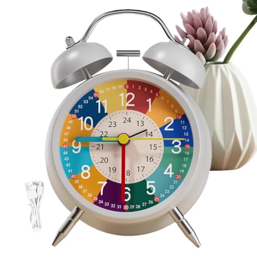 Reloj despertador analógico para niños con batería USB para aprender el tiempo 8