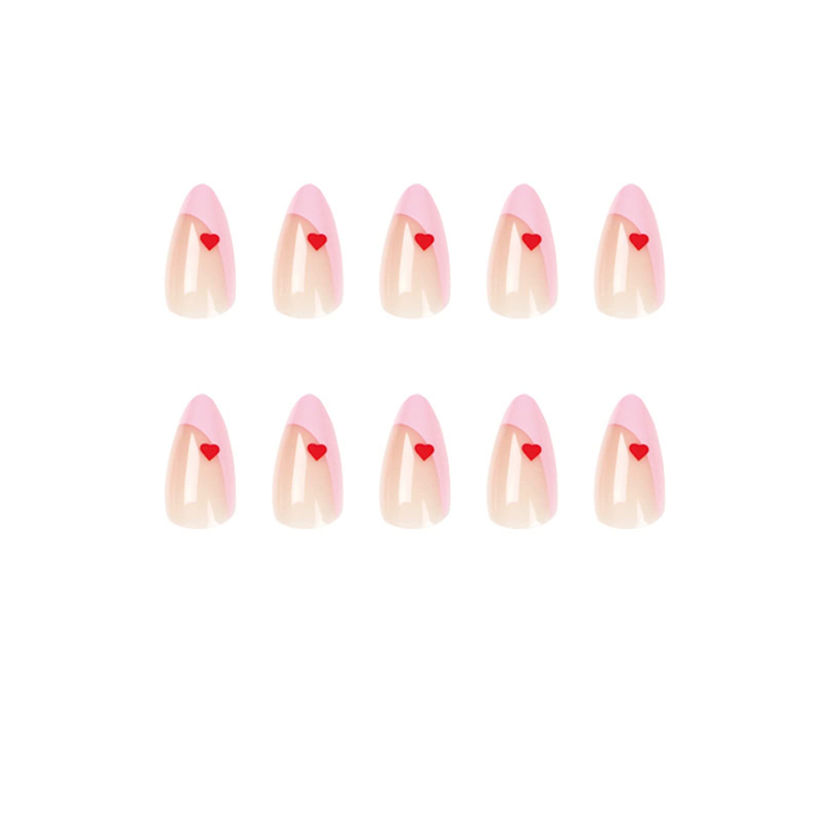 Unghie Finte Breve Copertura Completa Cuore Rosso Francese Festival di Natale Premere sulle Unghie 24 Pezzi Suggerimenti per Nail Art per Saloni di Bellezza e Donne Nail Art Fai-da-Te