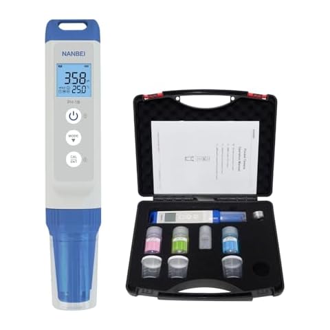 NANBEI lab ph Meters with ATC,Digital ph kit,±0.01 pH Accuracy, Digital PH Meter with Backlit LCD Display, 1-3Points Auto Calibration,Portable pH Meter for Hydroponics Plants, Aquarium and Pool Cover