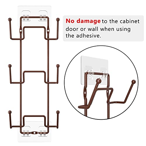 Vzino 2 Pack Pot Lid Organizer Rack For Cabinet Door/Wall, No Drilling Adhesive Wall/Door Mounted Pot And Pan Lid Holder, Plating Metal, Bronze #TOP3