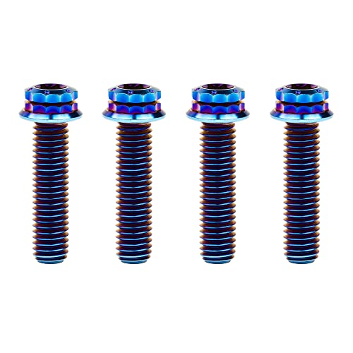 Image of Titanium Flange 12 Point Head M8 x15 20 25 30 35 40 45 50 55 60 65mm Screw Bolt Pack of 4 (M8x30mm, Burning Blue)
