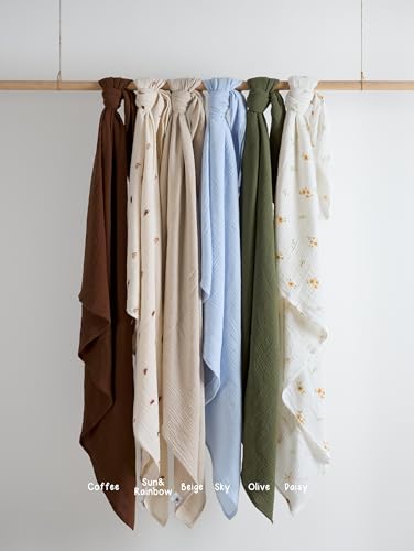 Image of Meracorallo Muslin Swaddle Blanket, 100% Cotton Receiving Blanket Soft and Breathable Swaddle Wrap for Baby Boys and Girls, Olive Green