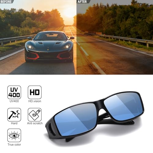 Image of HAOLOTA Night Vision Driving Over Glasses, Polarized Nighttime Glasses Men Women Anti Glare Yellow Tinted Lens