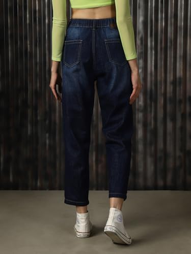 Image of High Star Women Cotton Washed Mom fit High-Rise Jeans
