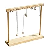 Necklace Storage Rack - Farmhouse Wood Accessory Display, Multi Hook Bracciale Watch Keychain Organizer | Rustic Jewelry Stand for Ladies, Teens, Dorm, Condo, Dressing Table, Wardrobe, Makeup Area